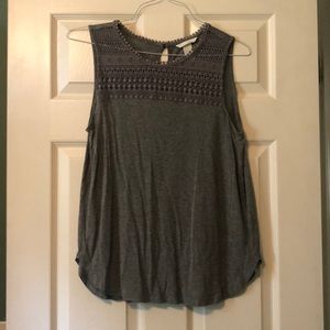 Grey Tank top with Crochet Feature